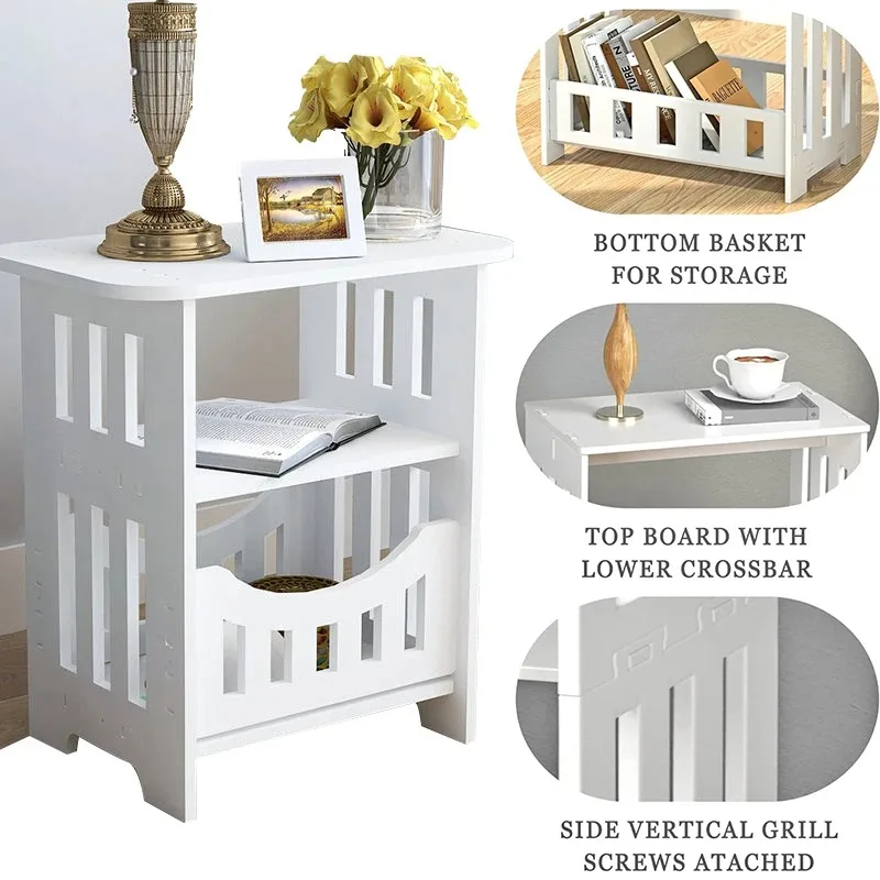 Small Bedside Table Sofa Side Table Living Room Cabinet Side End Coffee Tea Table Nightstand Storage Shelf for Bedroom Bedside - Image 4