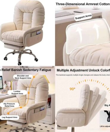 "ergonomic reclining sofa chair for home office desk with padded seat and armrests"