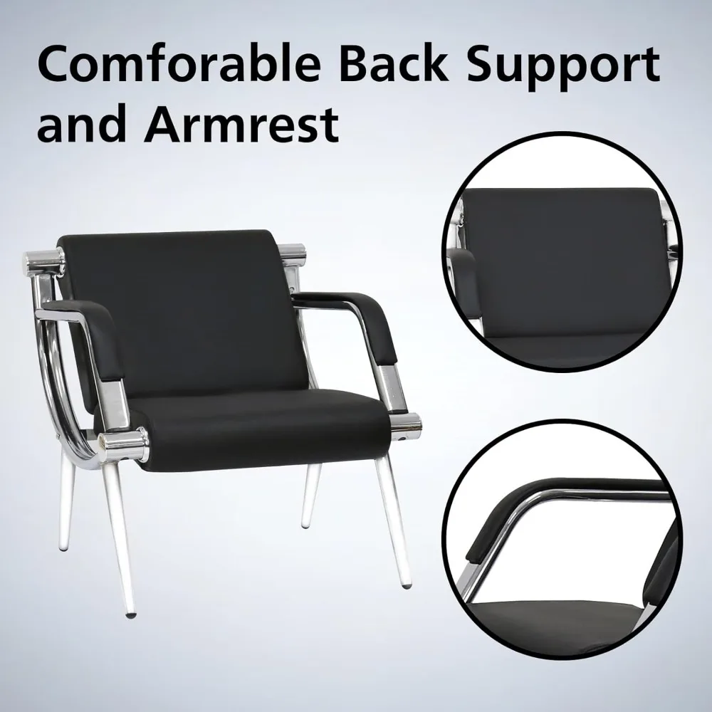 PU Leather Waiting Room Chairs, 2-Piece Set, Office Reception Furniture, Guest Lobby Sofa Seats with Arms for Air Travelers - Image 5