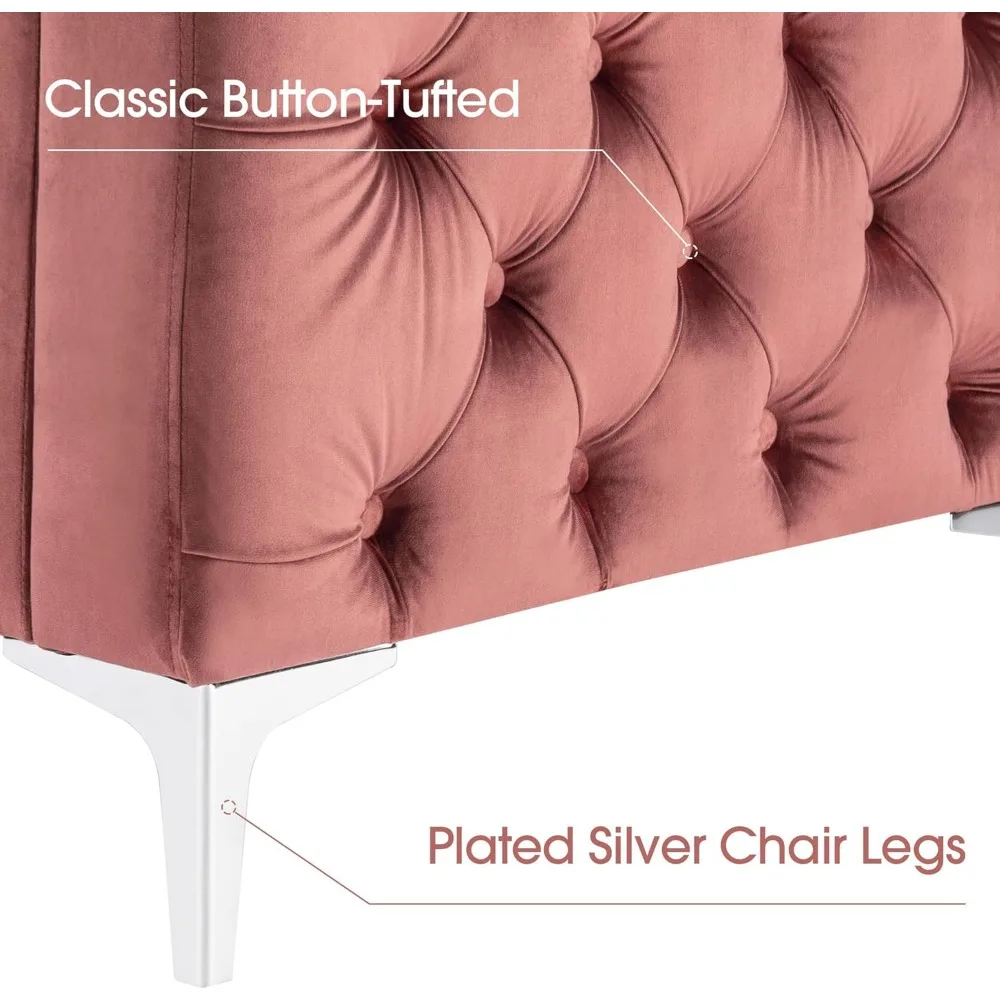 Velvet Accent Chair, Tufted Barrel Armchair, Upholstered Single Sofa for Small Spaces, Living Room, Office Reception, Fab - Image 5