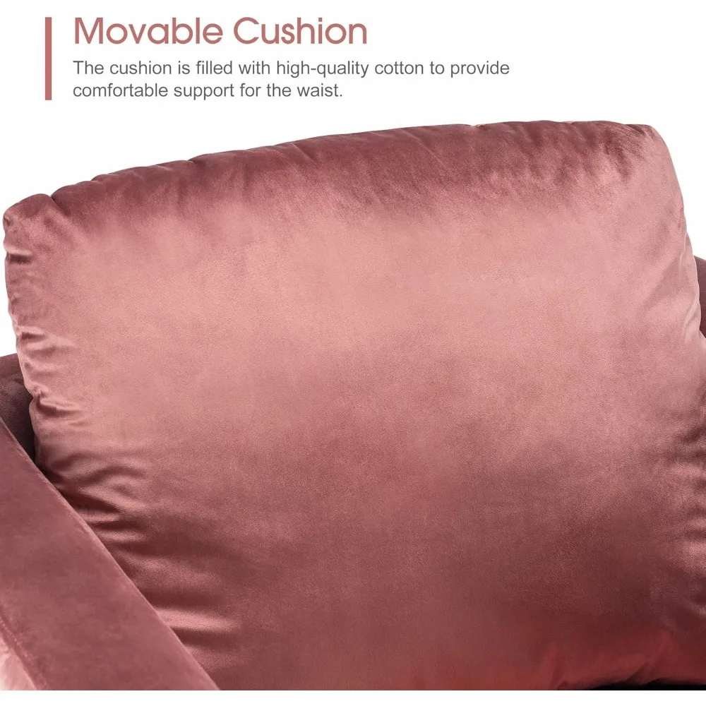 Velvet Accent Chair, Tufted Barrel Armchair, Upholstered Single Sofa for Small Spaces, Living Room, Office Reception, Fab - Image 6