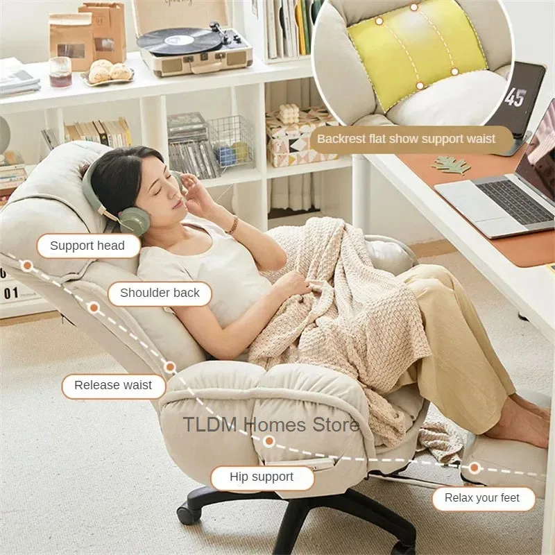 Home Computer Chair Reclining Lazy Relax Sofa Comfortable Sedentary Office Chairs Bedroom Dormitory Lift Swivel Gaming Chair 의자 - Image 4