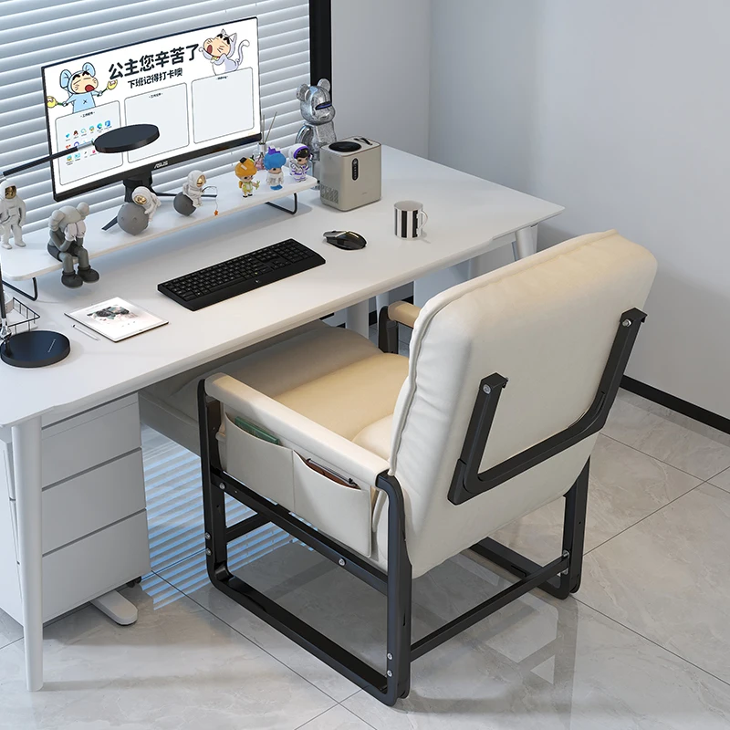 Reclining chair office lunch break folding chair computer chair can sit and lie down dual-purpose lazy sofa chair with backrest - Image 3