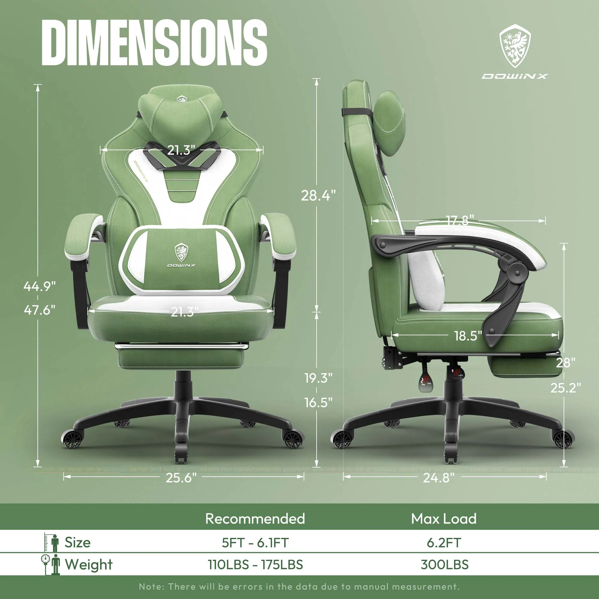 Dowinx Fabric Gaming Chair with Footrest, Big and Tall Gaming Chair for Heavy People, Computer/PC Gamer Chair for Adult - Image 6