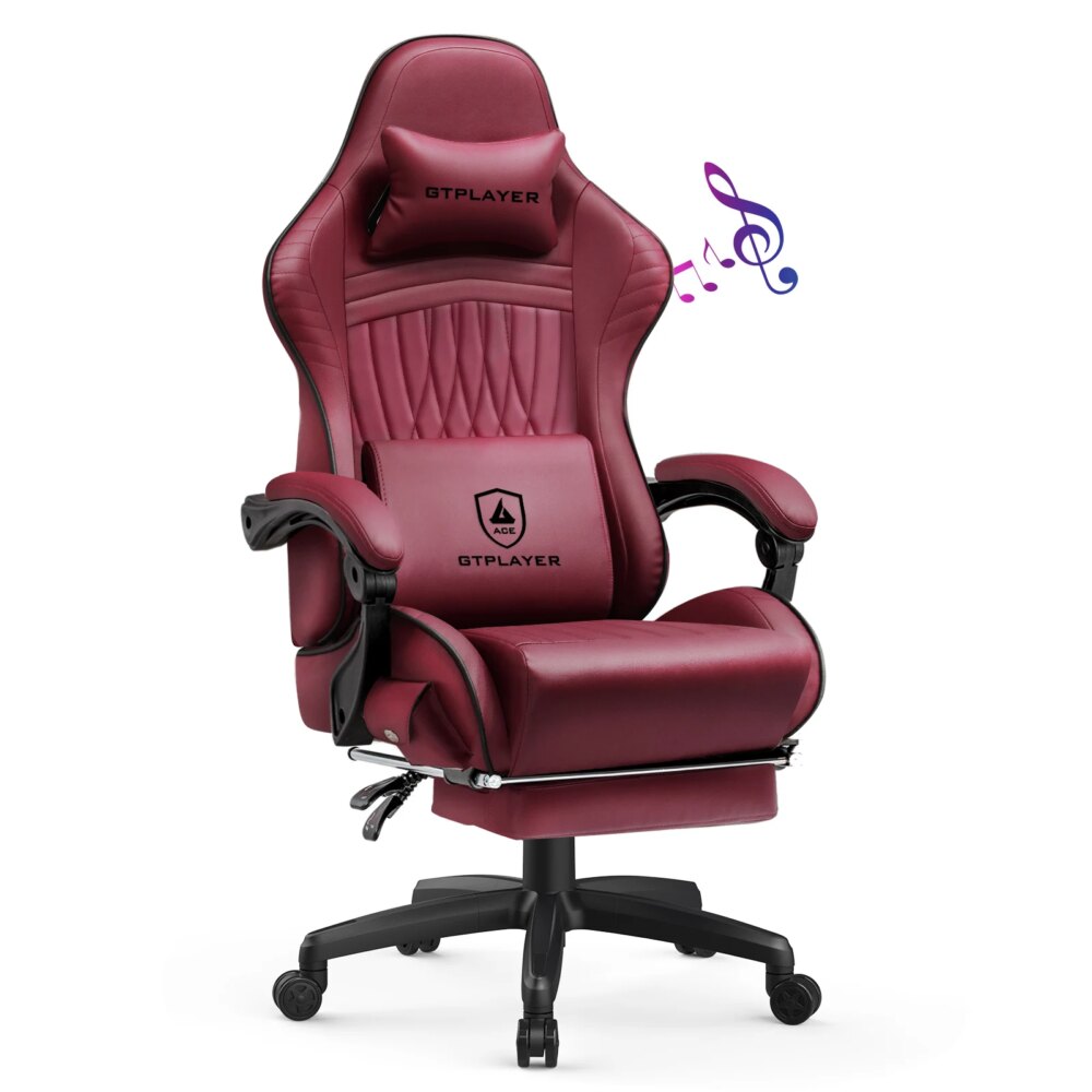 GTPLAYER Gaming chair Ergonomic Gaming armchair Desk chair PC Footrest loudspeaker Music Office chair up to 150kg