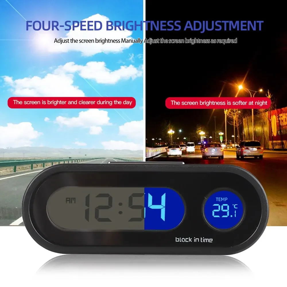 Mini Electronic Car Clock Time Watch Auto Dashboard Clocks Luminous Thermometer LCD Backlight Digital Display Car Accessories - Image 3