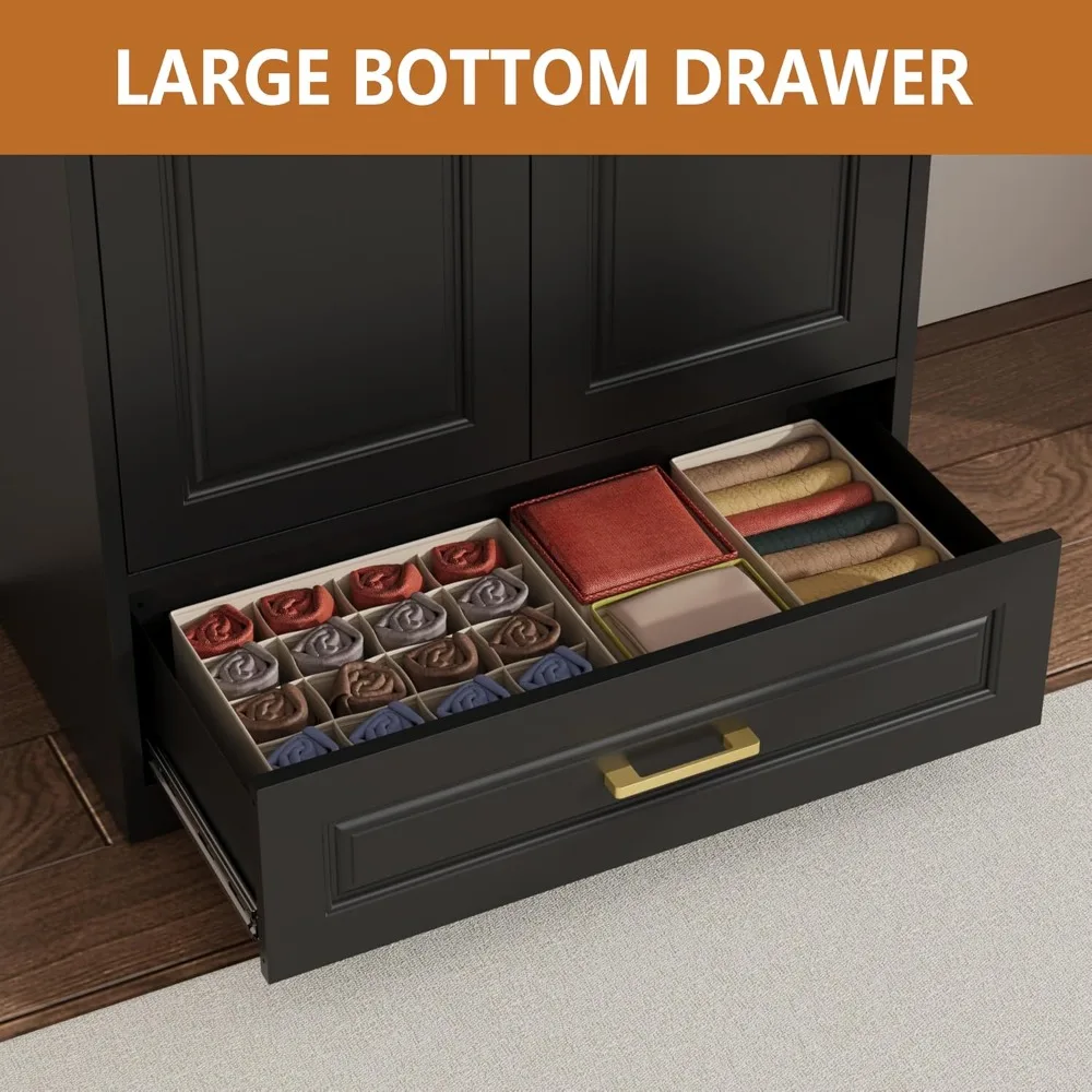 Metal Armoire Wardrobe Closet with Drawer, 71“ Tall Wardrobe with Doors and Shelves, Metal Wardrobes Closet with Hanging Rod, - Image 6