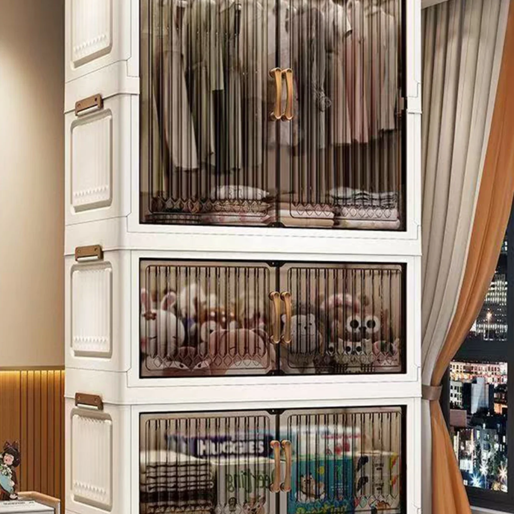 Multifunction Folding Storage Cabinet Dustproof Wardrobe Sundries Cabinet Closet Organizer Locker Storage Box