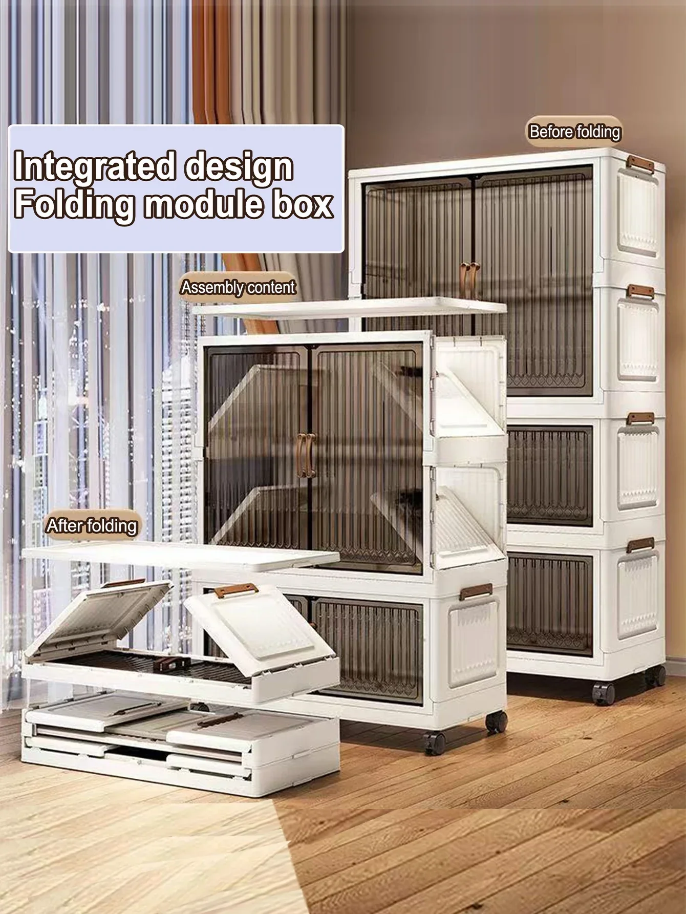 Multifunction Folding Storage Cabinet Dustproof Wardrobe Sundries Cabinet Closet Organizer Locker Storage Box - Image 4