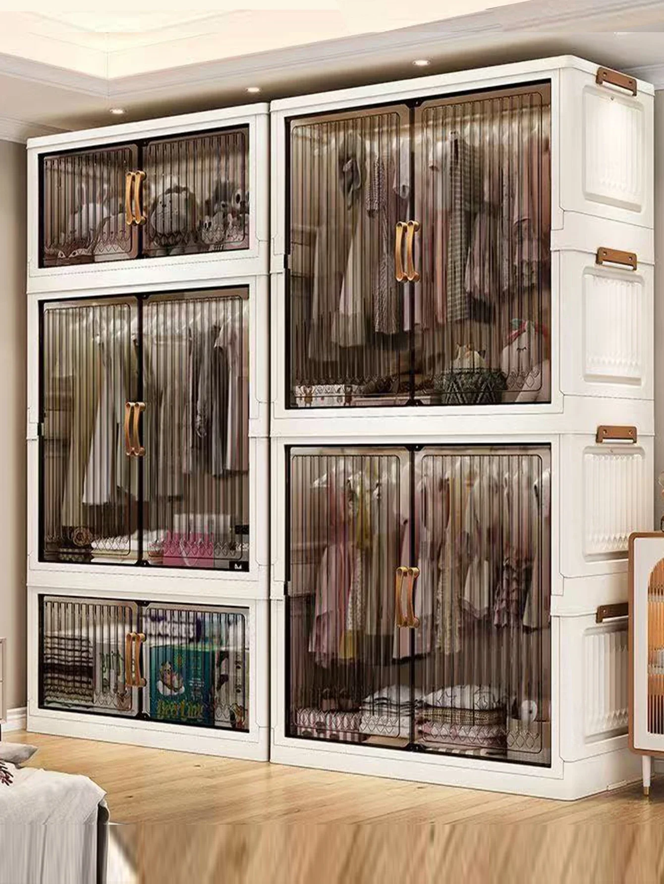 Multifunction Folding Storage Cabinet Dustproof Wardrobe Sundries Cabinet Closet Organizer Locker Storage Box - Image 3