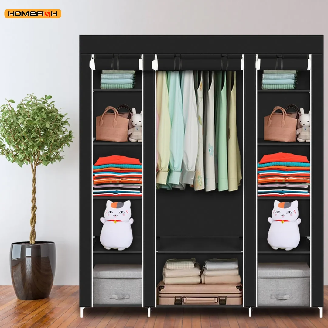 Portable Wardrobe Clothes Organizer Non-Woven Fabric Wardrobe Storage Cupboard for Bedroom 150 * 45 *175cm Storage Shelves - Image 5