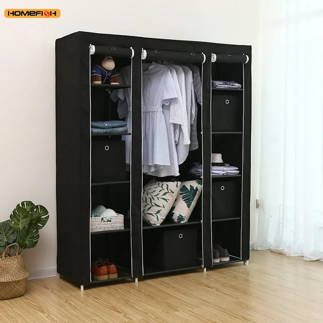 Portable Wardrobe Clothes Organizer Non-Woven Fabric Wardrobe Storage Cupboard for Bedroom 150 * 45 *175cm Storage Shelves - Image 4