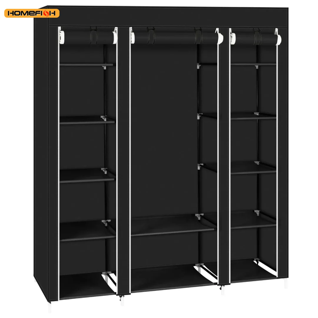 Portable Wardrobe Clothes Organizer Non-Woven Fabric Wardrobe Storage Cupboard for Bedroom 150 * 45 *175cm Storage Shelves - Image 2