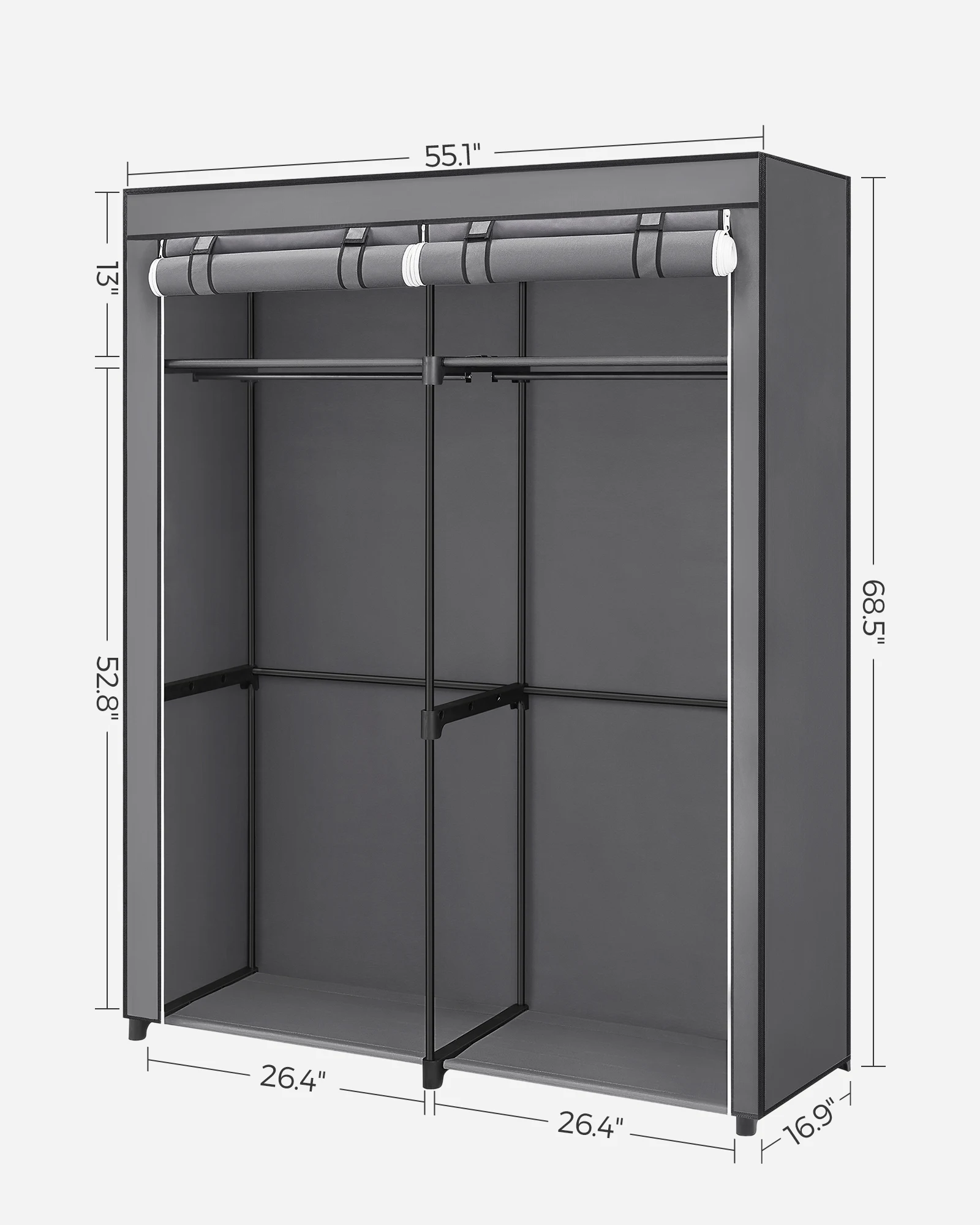 SONGMICS Closet Wardrobe, Portable Closet for Bedroom, Clothes Rail with Non-Woven Fabric Cover, Clothes Storage Organizer - Image 6