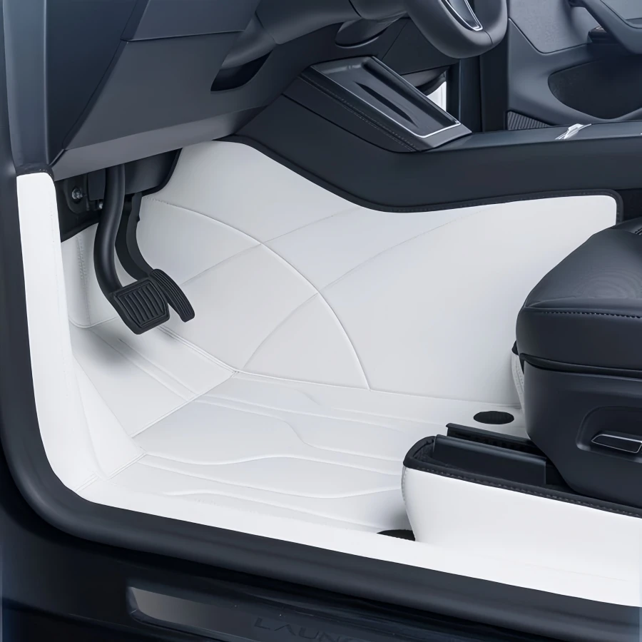 Fully Sorrounded PU Leather Floor Mats for Tesla Model Y Juniper 2025 2026 Double Layer Car Floor Liners With Carpet - Image 3