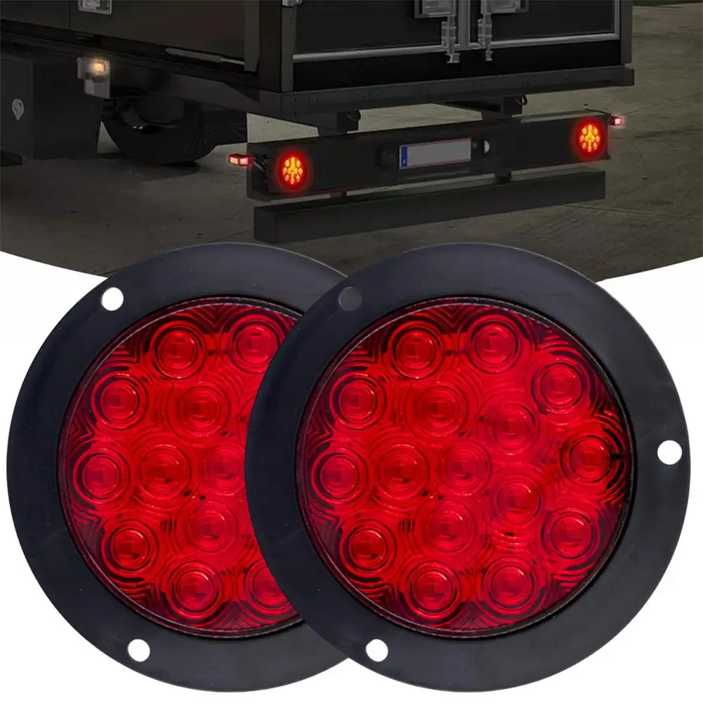1/2PCS 12V 24V 16 LED 4" Round Rear Tail Lights Turn Signal Brake Stop Reverse Lamp Car Truck Trailer Lorry Red Yellow White - Image 3