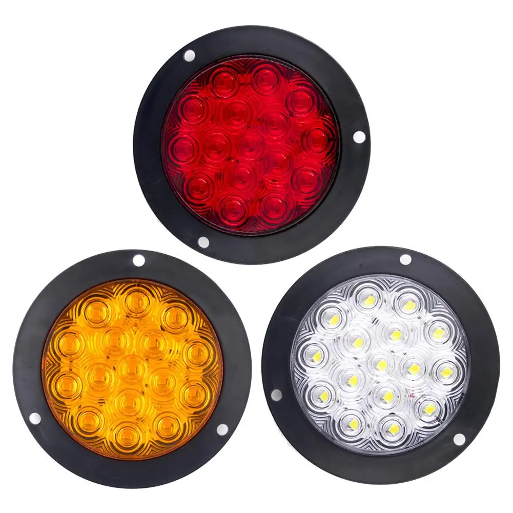1/2PCS 12V 24V 16 LED 4" Round Rear Tail Lights Turn Signal Brake Stop Reverse Lamp Car Truck Trailer Lorry Red Yellow White - Image 6