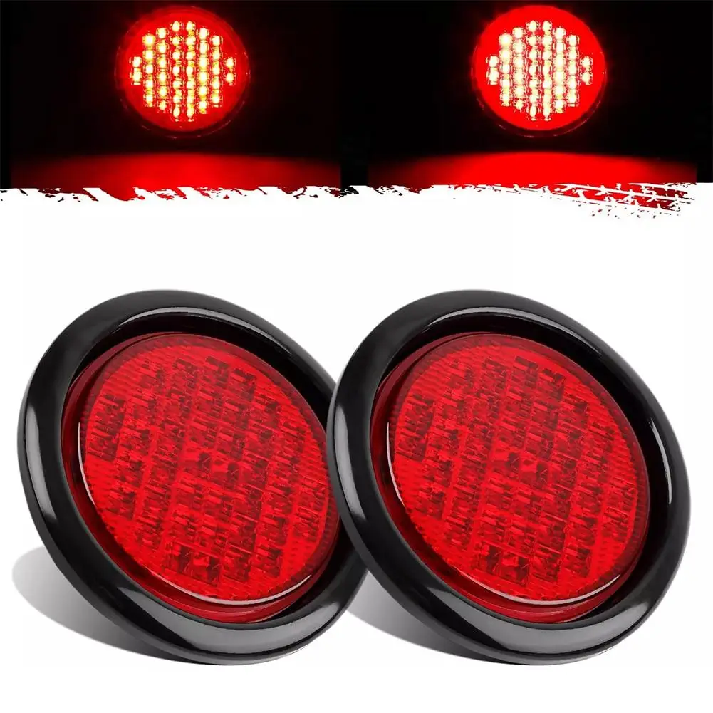 1/2PCS 12V 24V 16 LED 4" Round Rear Tail Lights Turn Signal Brake Stop Reverse Lamp Car Truck Trailer Lorry Red Yellow White - Image 4
