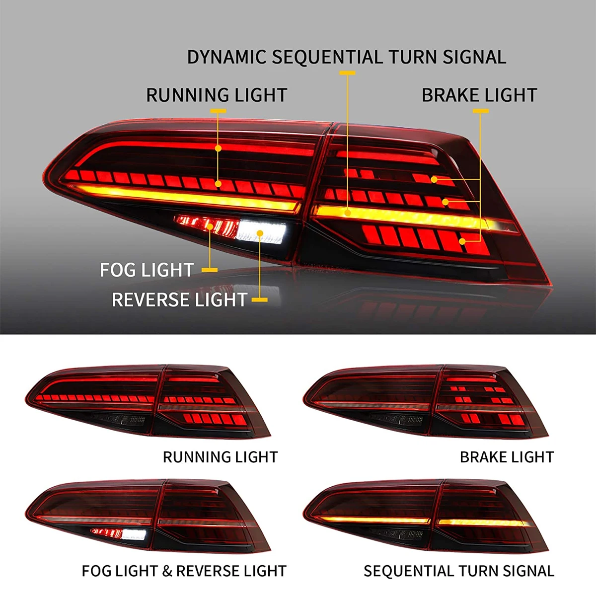 TYPY Car Tail Lamps For VW Golf MK7 Golf7.5 Taillight TSI TDI 2013-2019 LED Projetor Tail Lamp DRL Auto Accessories - Image 2