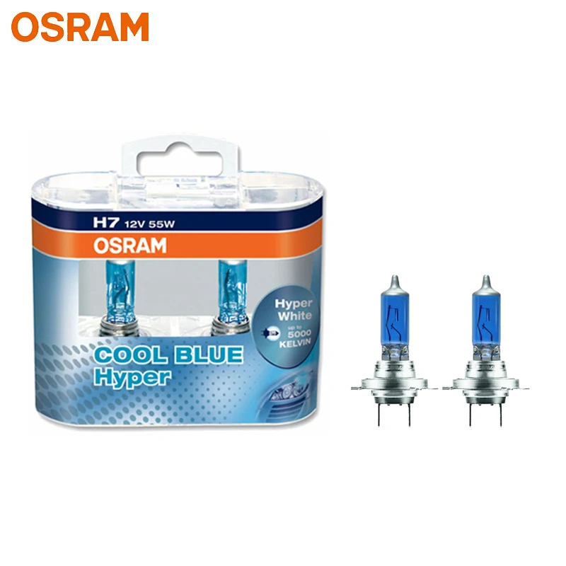 OSRAM H7 H4 H1 H11 HB3 9005 HB4 9006 Halogen Headlight Car Light Hi/Lo Beam 5300K 12V 55W Cool Blue Hyper White Bulb(2 Pieces) - Image 4