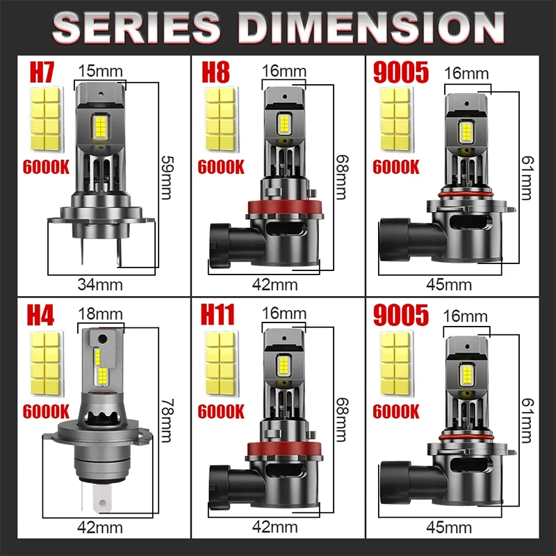 300W Turbo H7 H11 LED Headlight Bulbs CANBUS Lights 30000LM H4 9012 9005 HB3 9006 Mini Lamp 5570 CSP Wireless Car LED with Fan - Image 6