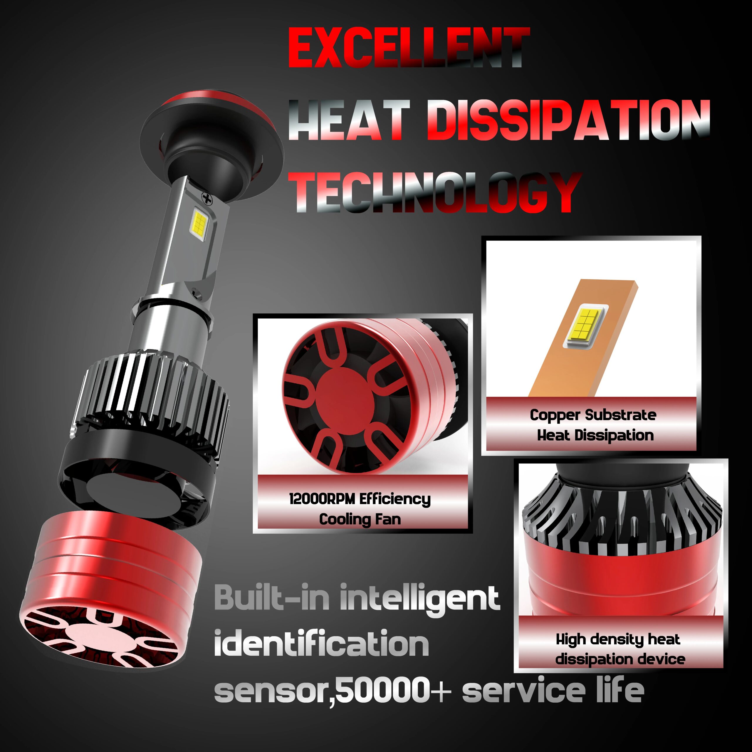 Heyword 2Pcs Car Headlight H4 H7 LED H11 9005 9006 H1 Auto Bulbs 390W 129000LM Light Lamp 6000K 12V Led Headlight Bulbs - Image 6