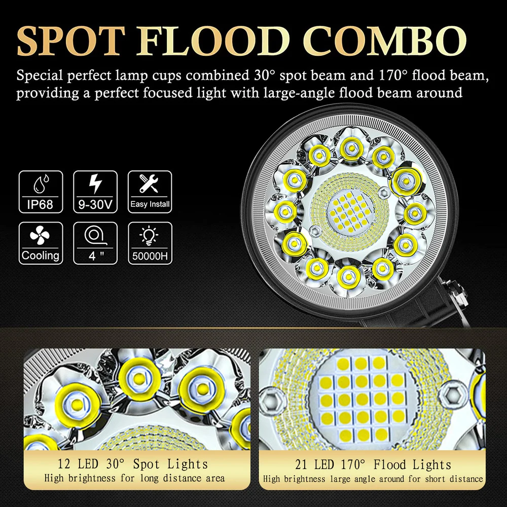 4inch 123W LED Bar Offroad 4X4 Spotlight 12V 24V Work Light Bar For Jeep Truck Car Tractor SUV ATV Barra LED Headlights - Image 3