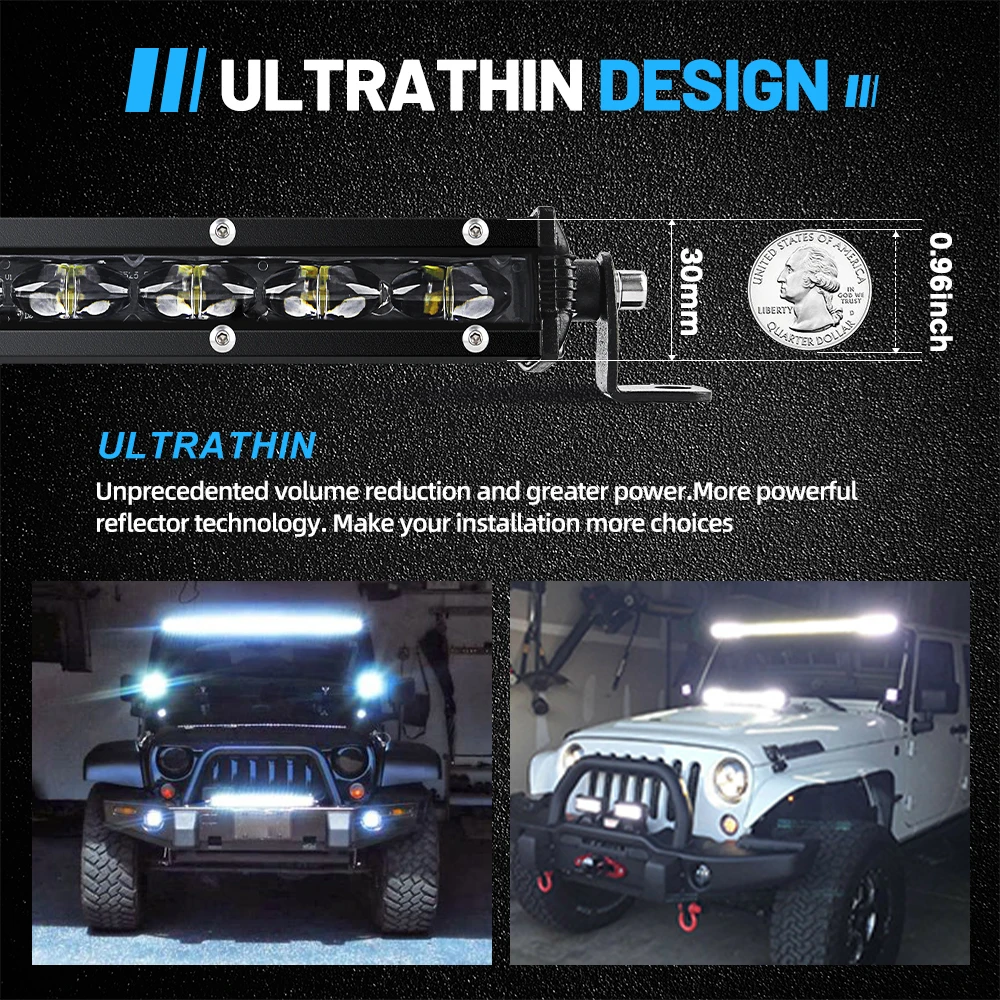 HL 6D Ultra Strip LED Light Bar 8-50inch LED Driving Fog Lamp Work Light Bar 4x4 Led Bar for Motorcycle Offroad SUV ATV Tractor - Image 4